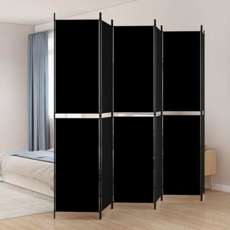 Furniture Limited - Biombo divisor de 6 paneles de tela negro