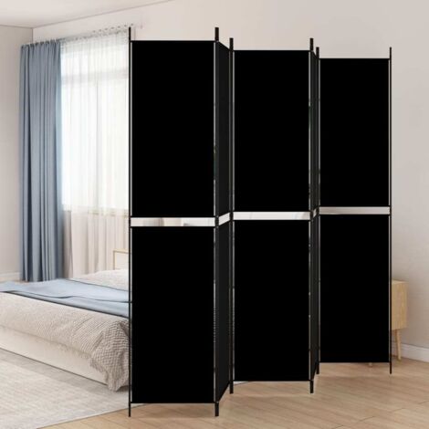 Furniture Limited - Biombo divisor de 5 paneles de tela negro
