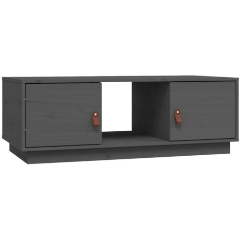 Mesa de centro de madera maciza de pino gris 100x50x35 cm vidaXL
