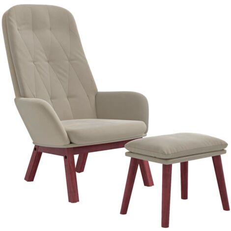 Sillón de relax con taburete terciopelo gris claro vidaXL (1/5)