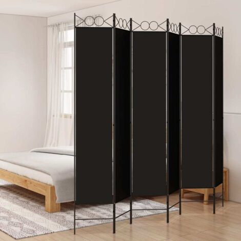 Biombo divisor de 6 paneles de tela negro 240x220 cm vidaXL
