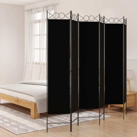 Biombo divisor de 6 paneles de tela negro 240x200 cm vidaXL