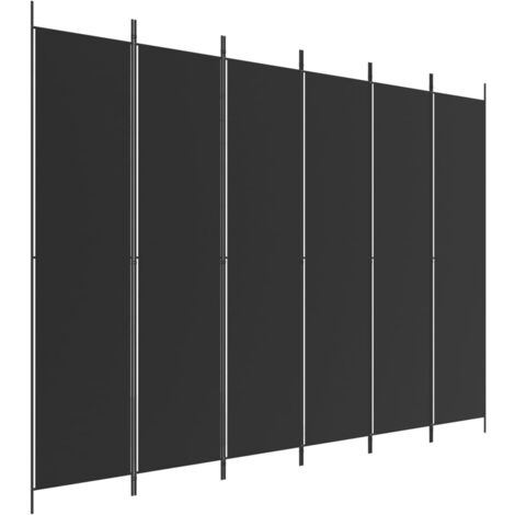 Biombo divisor de 6 paneles de tela negro 300x220 cm vidaXL