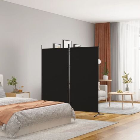 Biombo divisor de 2 paneles de tela negro 175x180 cm vidaXL