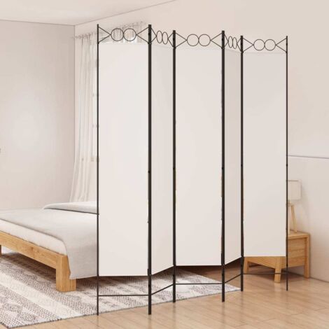 Biombo divisor de 5 paneles de tela blanco 200x220 cm vidaXL