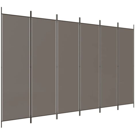 Biombo divisor de 6 paneles de tela gris antracita 300x200 cm vidaXL