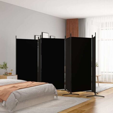 Biombo divisor de 6 paneles de tela negro 520x180 cm vidaXL