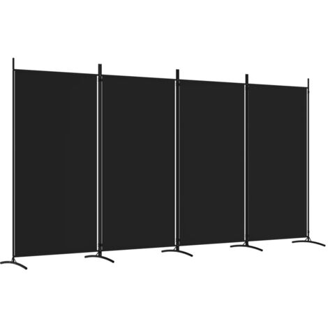 Biombo divisor de 4 paneles de tela negro 346x180 cm vidaXL