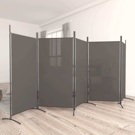 Biombo divisor de 5 paneles de tela gris antracita 433x180 cm vidaXL