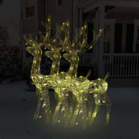 Adorno de renos de Navidad acrílico 3 uds blanco cálido 120 cm vidaXL