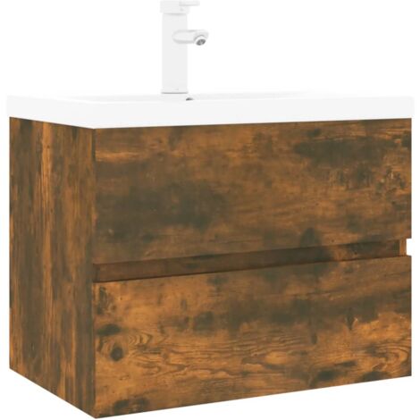 Mueble de baño con lavabo madera contrachapada roble ahumado vidaXL