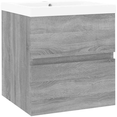 Mueble de baño con lavabo madera contrachapada gris Sonoma vidaXL