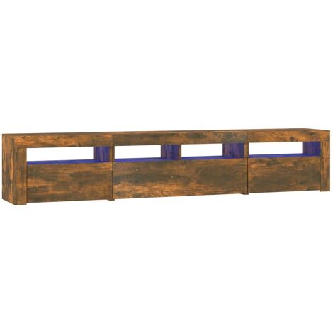 Mueble de TV con luces LED color roble ahumado 210x35x40 cm vidaXL