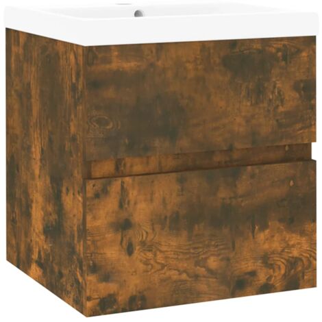 Mueble de baño con lavabo madera contrachapada roble ahumado vidaXL