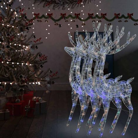 Renos de Navidad acrílico 250 LED 3 uds multicolor 180 cm vidaXL