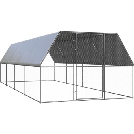 Jaula gallinero de exterior de acero galvanizado 3x8x2 m vidaXL