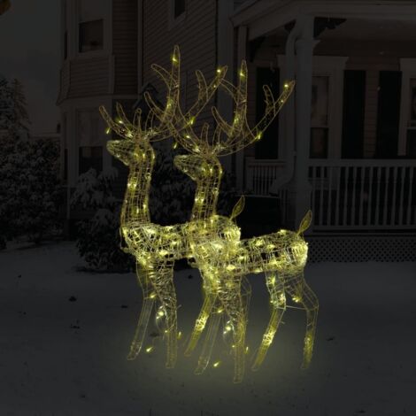 Adorno de renos de Navidad acrílico 2 uds blanco cálido 120 cm vidaXL