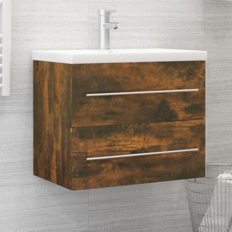 Mueble lavabo madera contrachapada roble ahumado 60x38,5x48 cm vidaXL