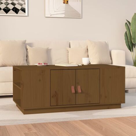 Mesa de centro madera maciza de pino marrón miel 100x50x41 cm vidaXL (1/5)