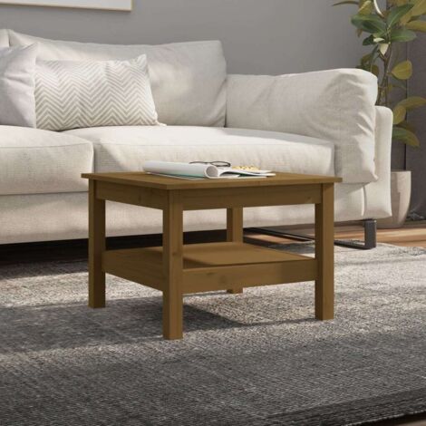 Mesa de centro madera maciza de pino marrón miel 55x55x40 cm vidaXL