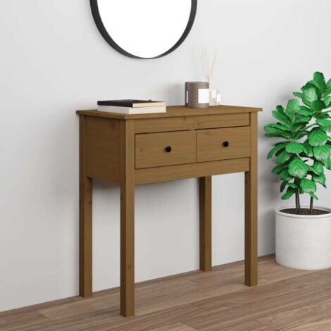 Mesa consola de madera maciza de pino marrón miel 70x35x75 cm vidaXL