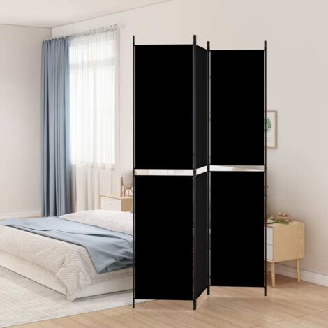 Furniture Limited - Biombo divisor de 3 paneles de tela negro