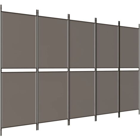 Biombo divisor de 5 paneles de tela gris antracita 250x220 cm vidaXL