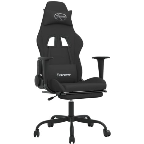 Silla gaming con reposapiés tela negro vidaXL