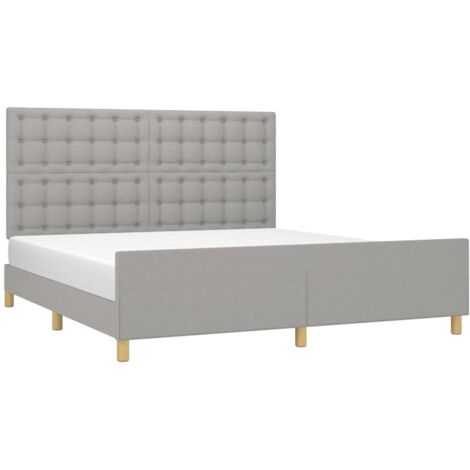Estructura de cama con cabecero gris claro tela 180x200 cm vidaXL (1/5)