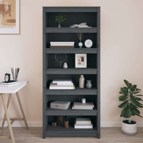 Estantería madera maciza de pino gris 80x35x183 cm vidaXL