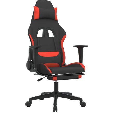 Silla gaming con reposapiés tela negro y rojo vidaXL (1/5)