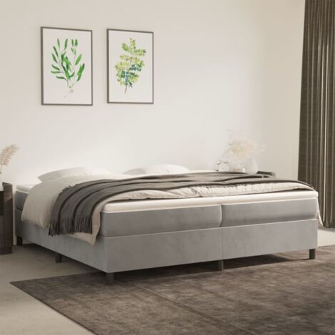 Estructura de cama con somier terciopelo gris claro 200x200 cm vidaXL
