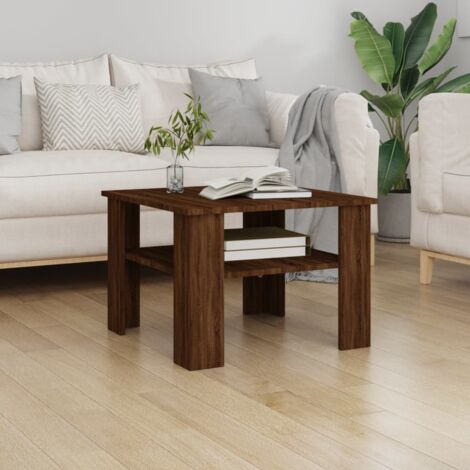 Mesa de centro de madera contrachapada roble marrón 60x60x42 cm vidaXL