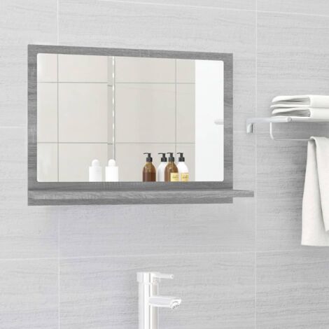 Espejo de baño madera contrachapada gris Sonoma 60x10,5x37 cm vidaXL