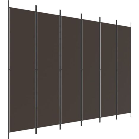 Biombo divisor de 6 paneles de tela marrón 300x220 cm vidaXL