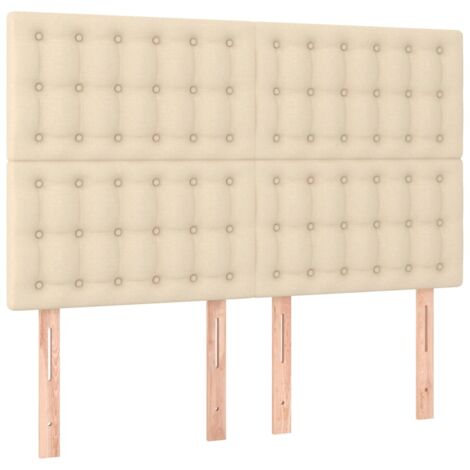 Cabecero de cama de tela color crema 144x5x118/128 cm vidaXL