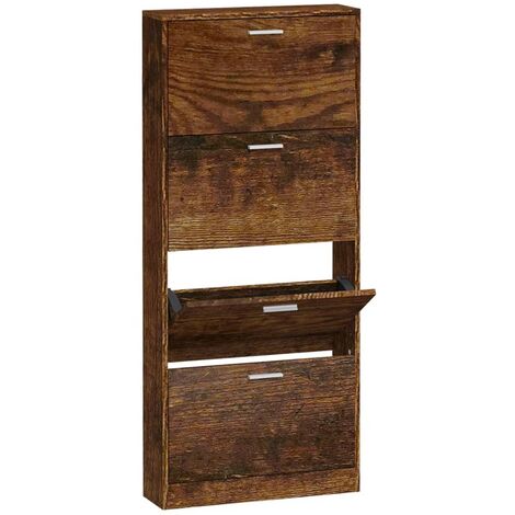 Mueble zapatero madera contrachapada roble ahumado 59x17x150 cm vidaXL