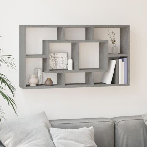Estantería de pared con 8 compartimentos gris hormigón vidaXL