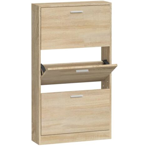 Mueble zapatero madera contrachapada color roble 59x17x108 cm vidaXL