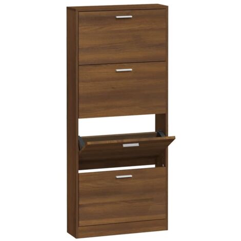 Mueble zapatero madera contrachapada marrón roble 59x17x150 cm vidaXL