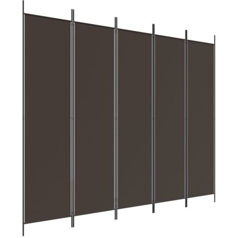 Biombo divisor de 5 paneles de tela marrón 250x200 cm vidaXL