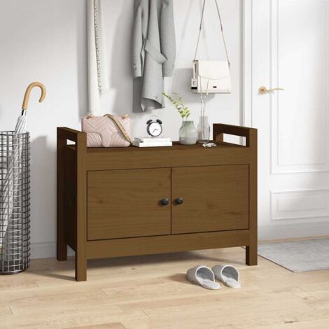 Banco de recibidor madera maciza de pino marrón miel 80x40x60cm vidaXL