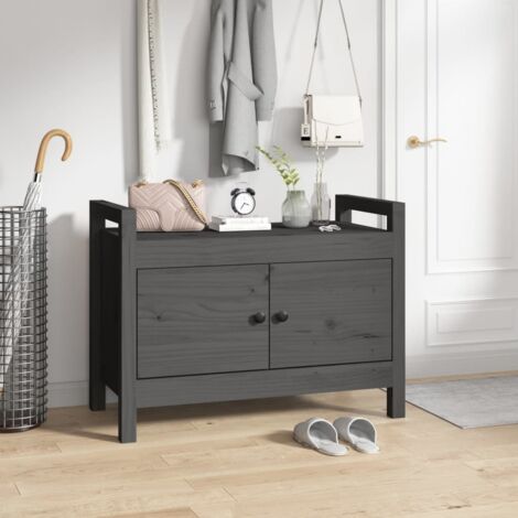 Banco de recibidor madera maciza de pino gris 80x40x60 cm vidaXL