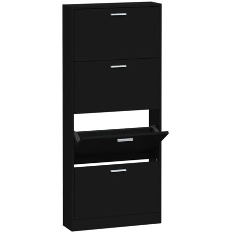 Mueble zapatero madera contrachapada negro 59x17x150 cm vidaXL