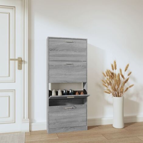 Mueble zapatero madera contrachapada gris Sonoma 59x17x150 cm vidaXL
