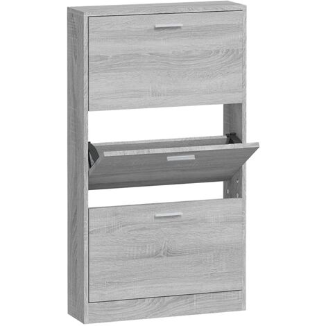Mueble zapatero madera contrachapada gris Sonoma 59x17x108 cm vidaXL