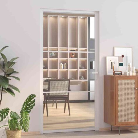 Puerta interior vidrio EGS y aluminio blanco 102,5x201,5 cm vidaXL