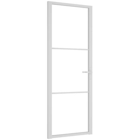 Puerta interior vidrio EGS y aluminio blanco 76x201,5 cm vidaXL