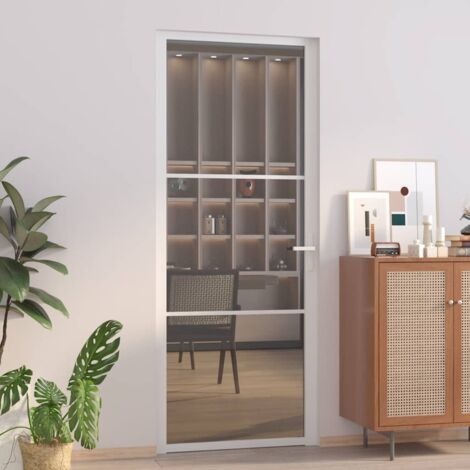 Puerta interior vidrio EGS y aluminio blanco 83x201,5 cm vidaXL