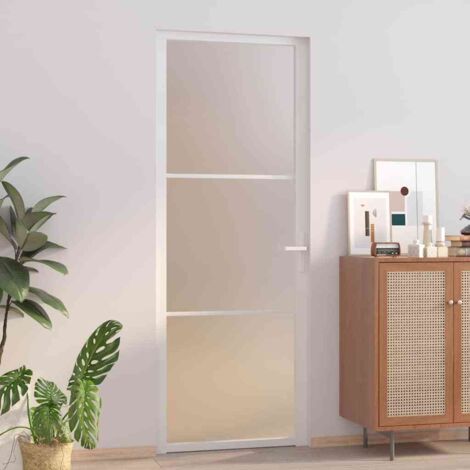 Puerta interior de vidrio y aluminio blanco mate 76x201,5 cm vidaXL